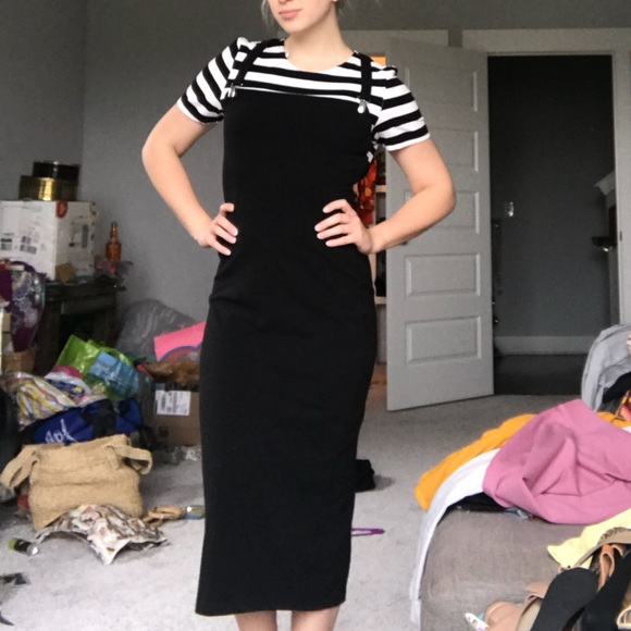 Vintage Dresses & Skirts - Vintage pin up suspender stripped midi dress